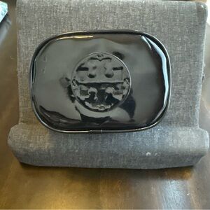 Tory Burch black patent cosmetic bag